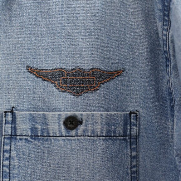 Mens Vintage Genuine Harley Davidson Long Sleeve Button Down Denim Size Large - Picture 6 of 7